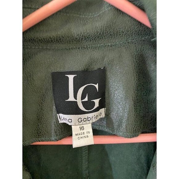 Lena Gabrielle Women's Green Faux Leather Open Front Blazer - 16 - Picture 3 of 12